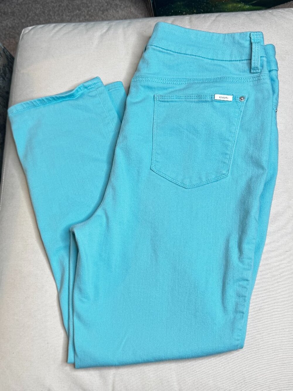 Chico’s So Slimming Girlfriend Crop Jeans Size 2 Aqua Turquoise Blue (Sz 12)